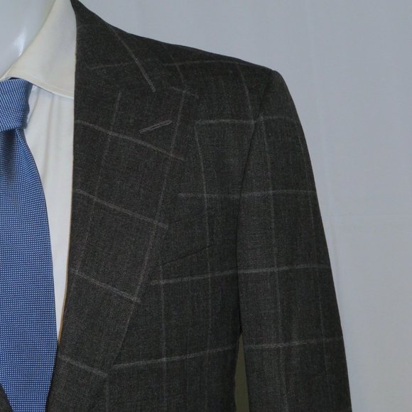 Tom Ford Cooper Custom Made for BRAD PITT 2022 Gray Plaid Two Button Suit 40R - Picture 1 of 16